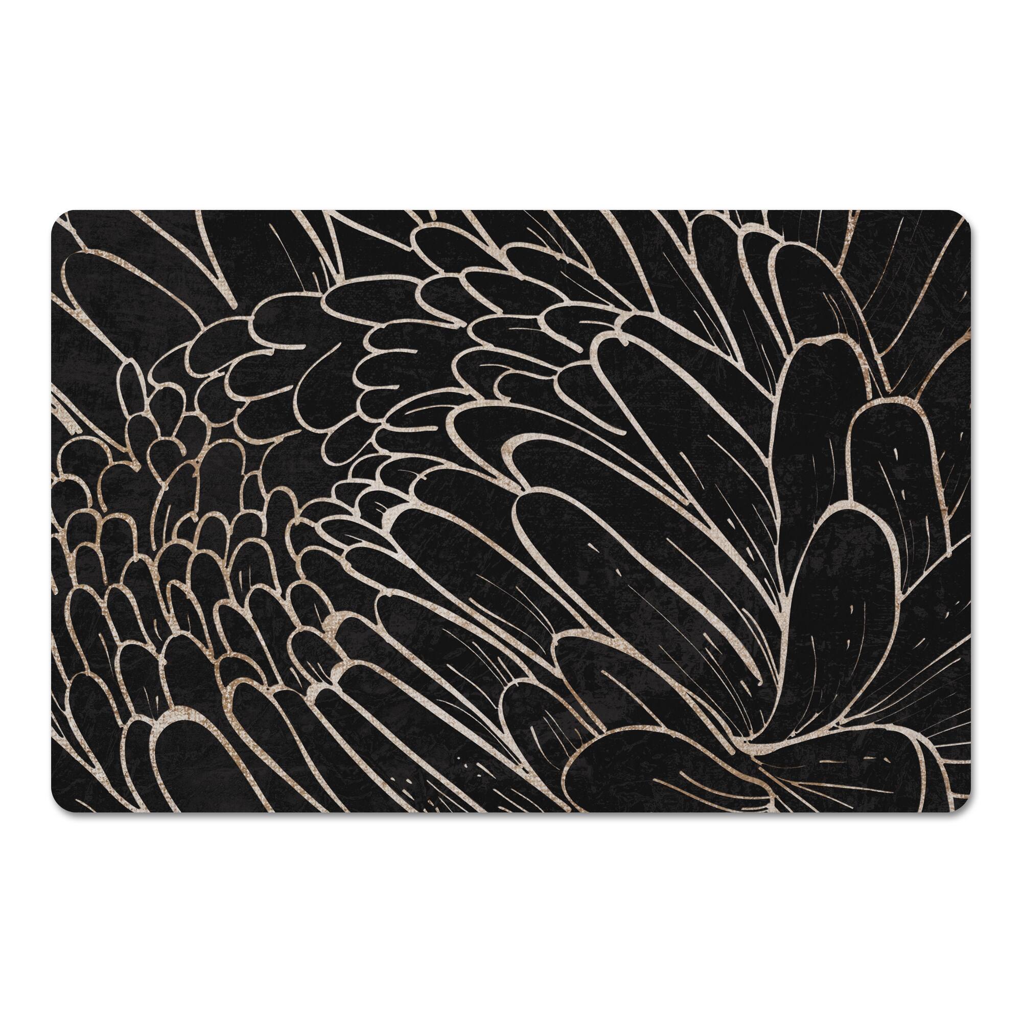 18" x 27" Black & White Floral Etching Floor Mat